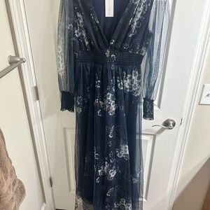Baltic Born Navy Floral Long Sleeve Dress